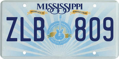MS license plate ZLB809