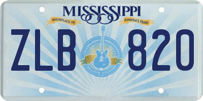 MS license plate ZLB820