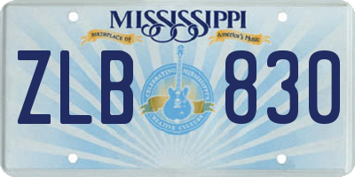 MS license plate ZLB830