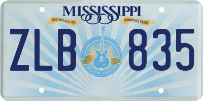 MS license plate ZLB835