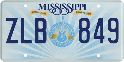 MS license plate ZLB849