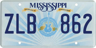 MS license plate ZLB862