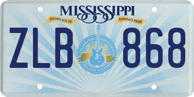 MS license plate ZLB868
