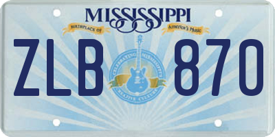 MS license plate ZLB870