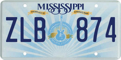 MS license plate ZLB874