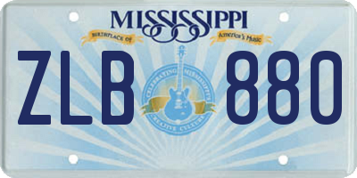 MS license plate ZLB880