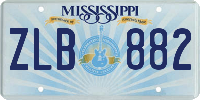 MS license plate ZLB882