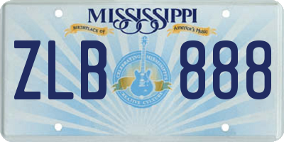 MS license plate ZLB888
