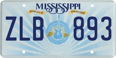 MS license plate ZLB893