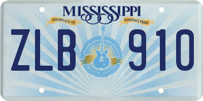 MS license plate ZLB910
