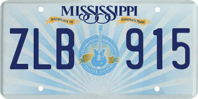 MS license plate ZLB915