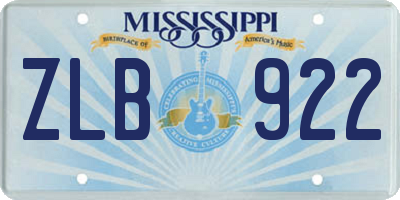 MS license plate ZLB922