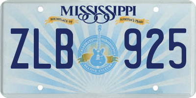 MS license plate ZLB925