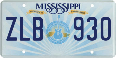 MS license plate ZLB930