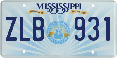 MS license plate ZLB931