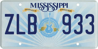 MS license plate ZLB933