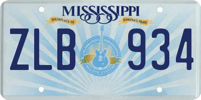 MS license plate ZLB934