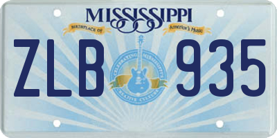 MS license plate ZLB935