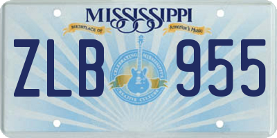 MS license plate ZLB955