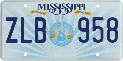 MS license plate ZLB958