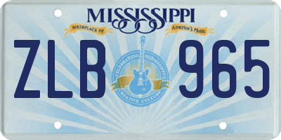 MS license plate ZLB965