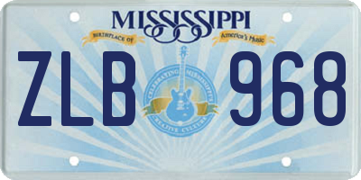 MS license plate ZLB968
