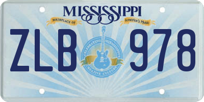 MS license plate ZLB978