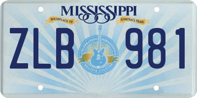 MS license plate ZLB981