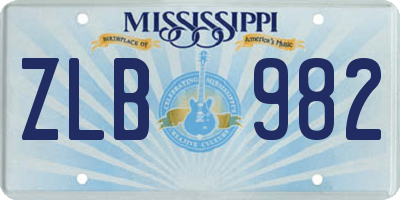 MS license plate ZLB982