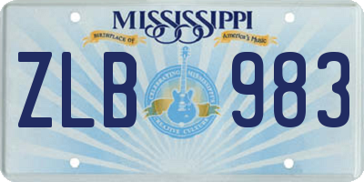 MS license plate ZLB983