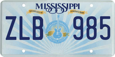 MS license plate ZLB985