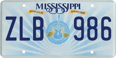 MS license plate ZLB986