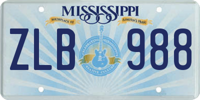 MS license plate ZLB988