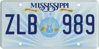 MS license plate ZLB989