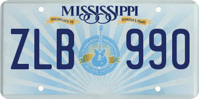 MS license plate ZLB990