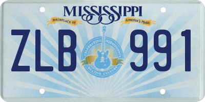 MS license plate ZLB991
