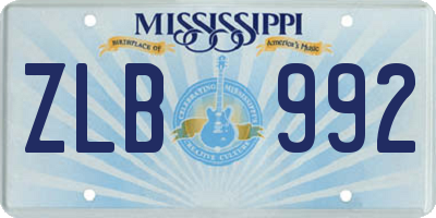 MS license plate ZLB992