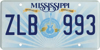 MS license plate ZLB993