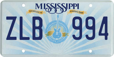 MS license plate ZLB994