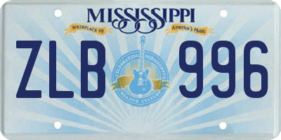 MS license plate ZLB996