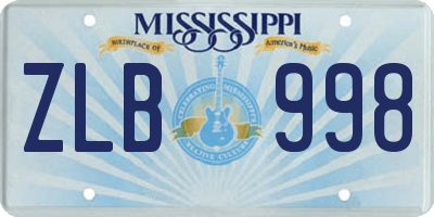 MS license plate ZLB998