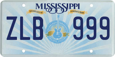 MS license plate ZLB999