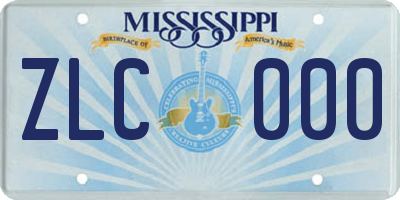 MS license plate ZLC000