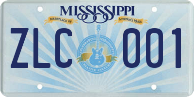 MS license plate ZLC001