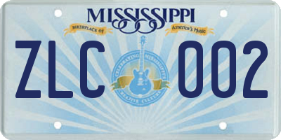 MS license plate ZLC002