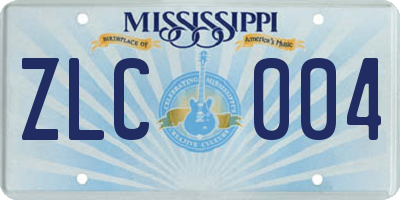 MS license plate ZLC004