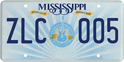 MS license plate ZLC005