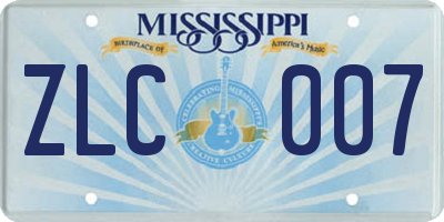 MS license plate ZLC007