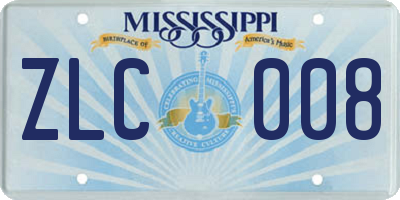 MS license plate ZLC008