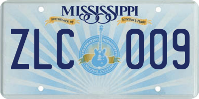 MS license plate ZLC009
